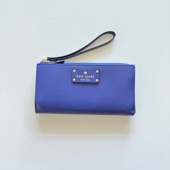 NWT Kate Spade Grand Street Layton Blue Leather Wallet Wristlet - Picture 2 of 7